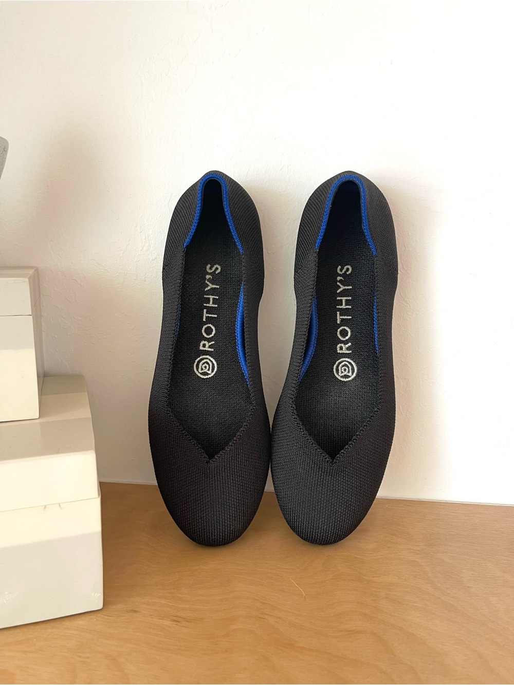 Rothy’s Solid Black The Flat Slip On Round Toe Ballet Flats Work Shoes Size 6.5